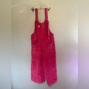 LUCY & YAK wide leg dungarees red corduroy overalls uk 10